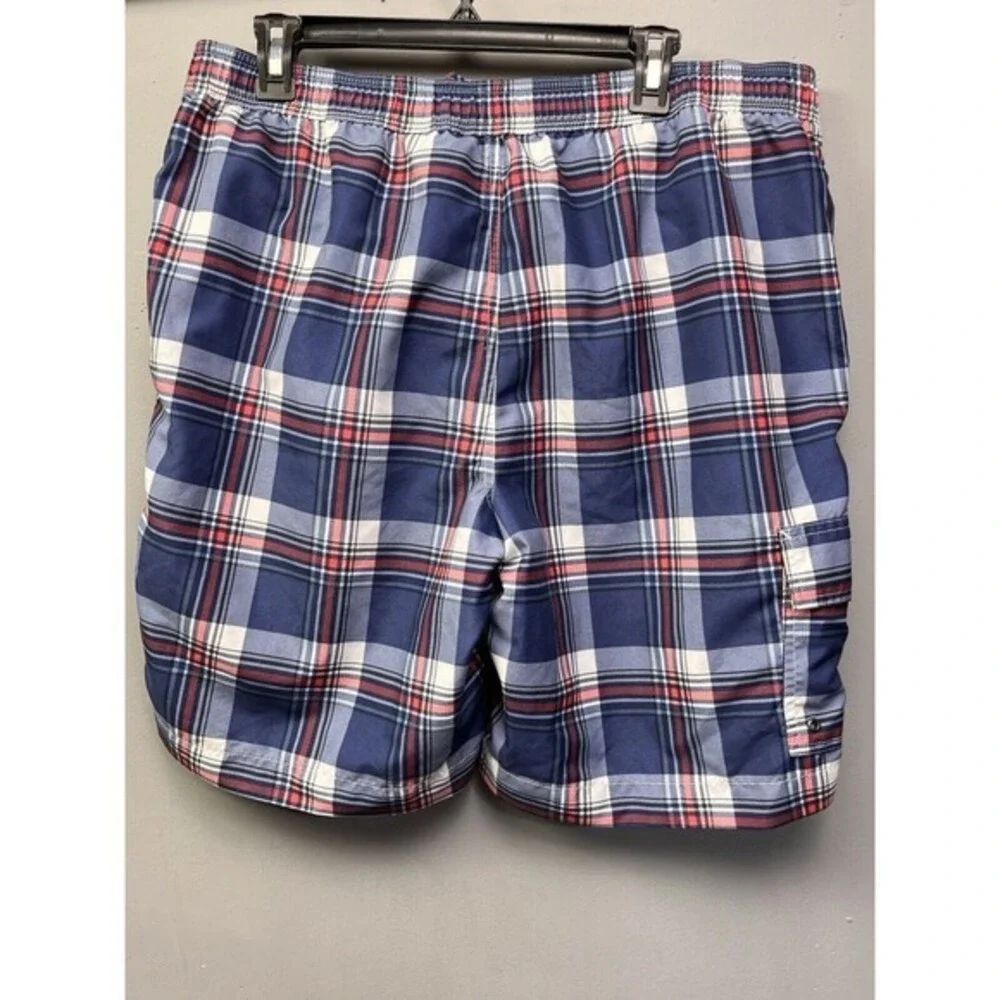 Ralph Lauren Chaps‎ Swim Shorts Trunks Mens Large Blue Plaid Lined Board Prep
